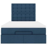 Ottoman bed met matras 120x200cm stof blauw - thumbnail