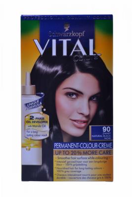 Schwarzkopf Schwarzkopf Vital Haarverf - Zwart 90 Schwarzkopf Schwarzkopf Vital Haarverf - Zwart 90