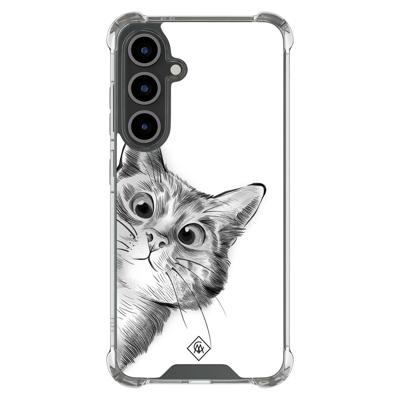 Samsung Galaxy S24 FE shockproof hoesje - Kat kiekeboe Samsung Galaxy S24 FE shockproof hoesje - Kat kiekeboe