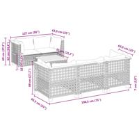 6-delige Loungeset met kussens poly rattan zwart - thumbnail