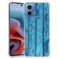 Motorola Moto G34 Stevig Telefoonhoesje Wood Blue - thumbnail