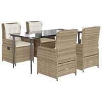 5-delige Tuinset met kussens poly rattan beige - thumbnail