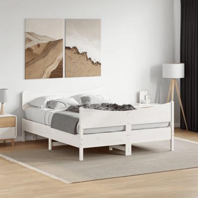Bedframe zonder matras massief grenenhout wit 135x190 cm Bedframe zonder matras massief grenenhout wit 135x190 cm