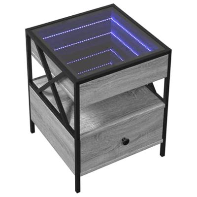 Salontafel met Infinity LED 40x40x51 cm grijs sonoma eikenkleur