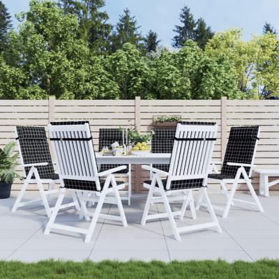 VidaXL Stoelkussens 6 st hoge rug ruitpatroon oxford stof zwart