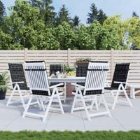 VidaXL Stoelkussens 6 st hoge rug ruitpatroon oxford stof zwart - thumbnail