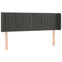 Hoofdbord met randen 147x16x78/88 cm fluweel donkergrijs - thumbnail