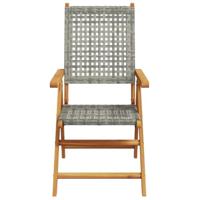 Tuinstoelen 2 st massief acaciahout en poly rattan grijs - thumbnail