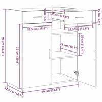 Opbergkast Zwart eiken 80 x 42,5 x 93,5 cm Bewerkt hout - thumbnail