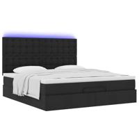 Ottoman bed met matras en LED's 180x200cm stof zwart - thumbnail