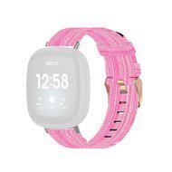 Fitbit Versa 3 & Sense 1 - Canvas nylon bandje - Roze - thumbnail
