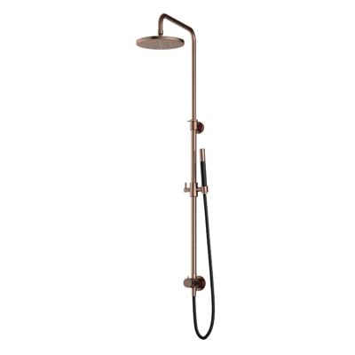 Hotbath Cobber - Stortdoucheset - 200 mm Hoofddouche - 360 mm Hartafstand - Glijstang - Staafmodel Handdouche - Geborsteld Koper PVD - Opbouw - 1/2 Inch Aansluiting - V01