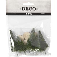 Creativ Company Kerstbomen, h: 40+60 mm, groen, 5 stuk/ 1 doos - thumbnail