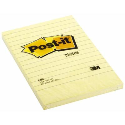 Post-it Notes, ft 102 x 152 mm, geel, gelijnd, blok van 100 vel