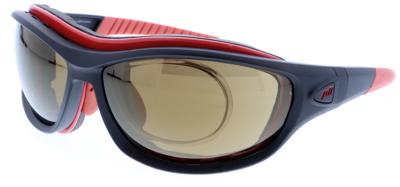 Jill Sport sportzonnebril unisex ovaal cat. 3. zwart/rood/bruin