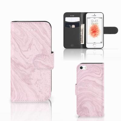 Apple iPhone 5 | 5s | SE | Bookcase | Marble Pink - Origineel Cadeau Vriendin