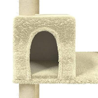 Kattenmeubel met sisal krabpalen 141 cm crèmekleurig - thumbnail