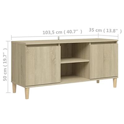 Tv-meubel met houten poten 103,5x35x50 cm sonoma eikenkleurig