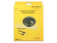 DeLOCK In-Desk Hub 3 Port USB 3.0 + 2 Slot SD Card Reader kaartlezer - thumbnail