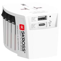 Innovatieve 2-polige wereldreisadapter met geïntegreerde dubbele USB-oplader (1x USB C & 1 x USB) - thumbnail