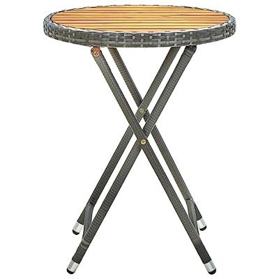 Tafeltje 60 cm poly rattan en massief acaciahout grijs