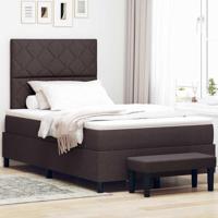 Boxspringbed met matras Donkerbruin 120 x 190 cm Stof - thumbnail