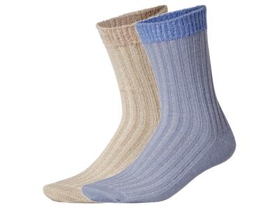 esmara 2 Paar huissokken (Beige/blauw, 35-38)