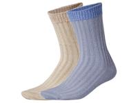 esmara 2 Paar huissokken (Beige/blauw, 35-38) - thumbnail