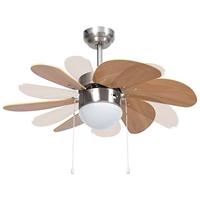 VidaXL Plafondventilator met lamp 76 cm lichtbruin - thumbnail
