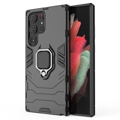 Lunso - Samsung Galaxy S23 Ultra - Armor backcover hoes met ringhouder - Zwart Lunso - Samsung Galaxy S23 Ultra - Armor backcover hoes met ringhouder - Zwart
