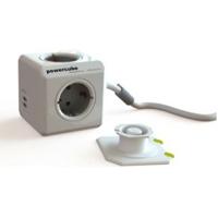 Allocacoc 1402GY/DEEUPC Stekkerdoos | PowerCube Extended | 2x USB-A poorten | 4 Sockets | Wit/Grijs | 1,5 meter - thumbnail
