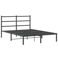 Bedframe met hoofdbord metaal zwart 140x190 cm - thumbnail