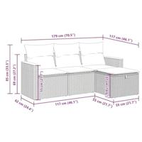 4-delige Loungeset met kussens poly rattan beige - thumbnail