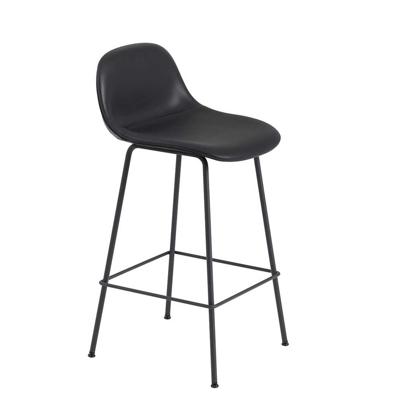 Muuto Fiber barkruk met rugleuning gestoffeerd H65 black