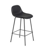 Muuto Fiber barkruk met rugleuning gestoffeerd H65 black - thumbnail