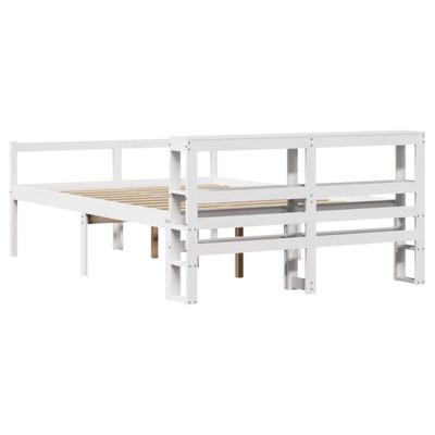 Seniorenbed met hoofdbord massief grenenhout wit 140x200 cm