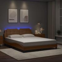 Bedframe met LED-verlichting kunstleer cappuccino 160x200 cm - thumbnail