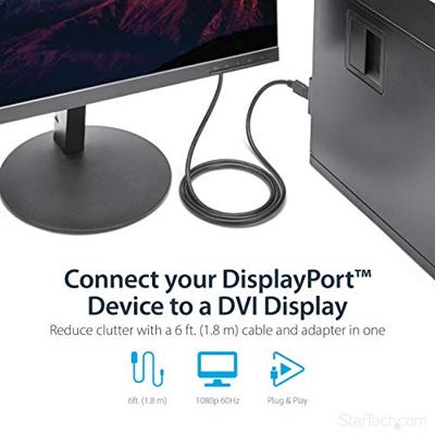 DisplayPort naar DVI-kabel. DVI 1,8m zwart