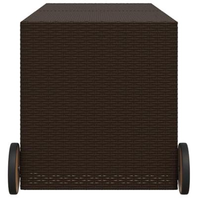 Tuinbox met wielen 283 L poly rattan bruin