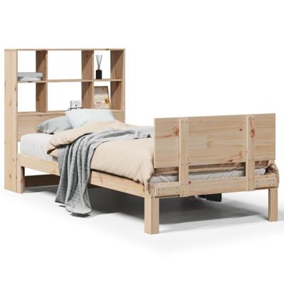 Bed met boekenkast zonder matras massief grenenhout 120x200 cm
