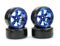 Fastrax 1/10 straat/drift banden op 6 spaaks velgen (6mm Offset) - Blauw Chrome - thumbnail