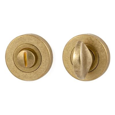 Hardbrass Nika toilet-/badkamersluiting rond 8mm - messing getrommeld