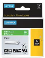 Dymo RHINO vinyltape 12 mm, wit op groen - thumbnail