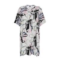 Yoek gebloemde jurk wit/lichtroze/zwart - thumbnail