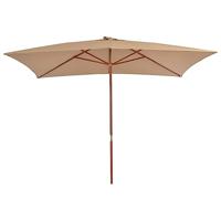 VidaXL Parasol met houten paal 200x300 cm taupe - thumbnail