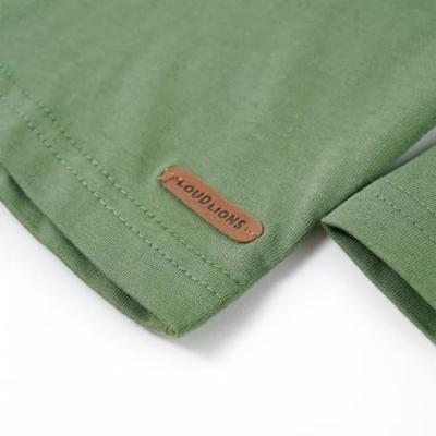 Kindershirt met lange mouwen gorillaprint 116 lichtkakikleurig
