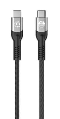 Manhattan Thunderbolt-kabel Thunderbolt (USB-C) stekker 1.00 m Zwart Stekker past op beide manieren, Afgeschermd (dubbel) 356374 - thumbnail