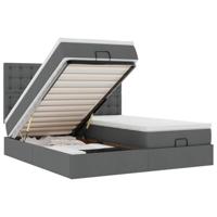 Ottoman bed met matrassen 200x200cm stof donkergrijs - thumbnail