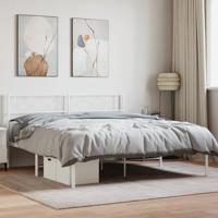 Bedframe met hoofdbord metaal wit 160x200 cm - thumbnail