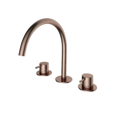 Wastafelmengkraan Hotbath Cobber 3 gats 2-hendel Gebogen 26.1 cm Geborsteld Koper PVD Wastafelmengkraan Hotbath Cobber 3 gats 2-hendel Gebogen 26.1 cm Geborsteld Koper PVD